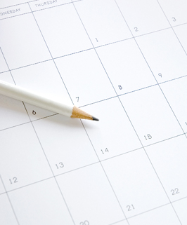 a pencil on a calendar